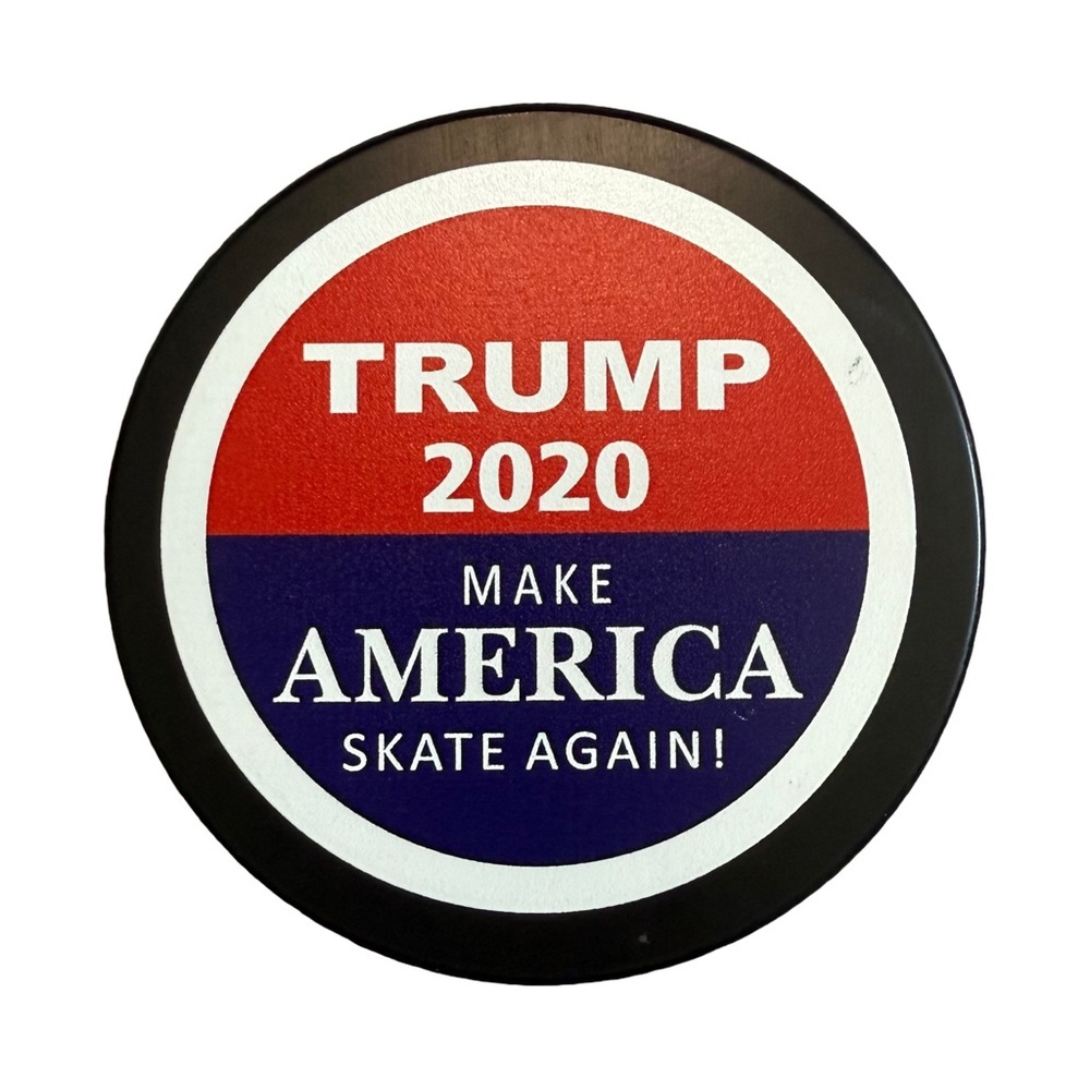 DONALD TRUMP 2020 CAMPAIGN MAKE AMERICA SKATE AGAIN PROMOTIONAL HOCKEY PUCK